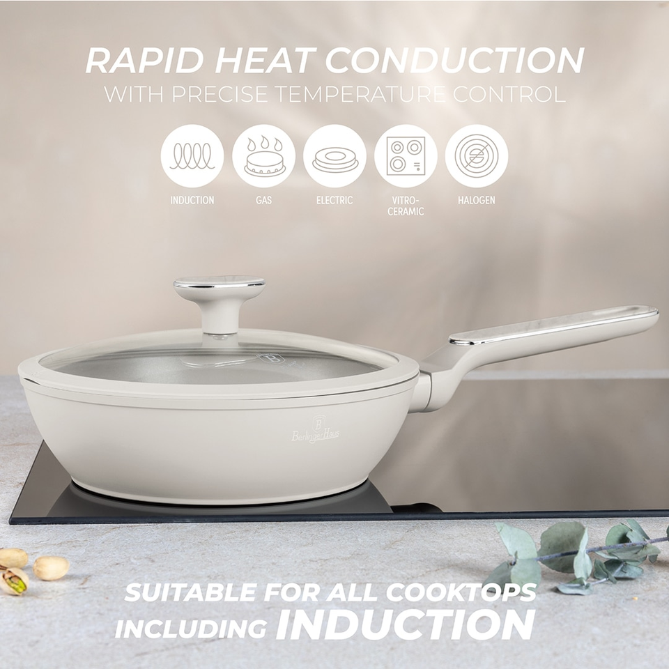 Berlinger Haus BH8390 – Deep Frypan with Lid 24 cm | Sahara Marble Collection