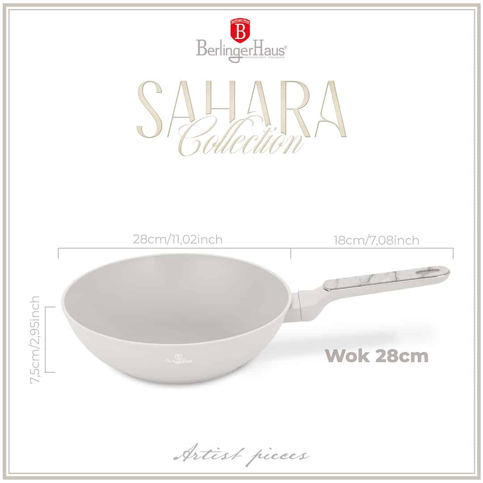 Wok pan 28 cm Berlinger Haus BH8391 | Sahara Marble Collection