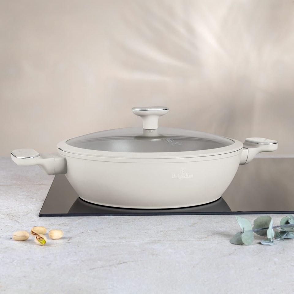 Berlinger Haus BH8394 – Shallow Pot with Lid 28 cm | Sahara Marble Collection