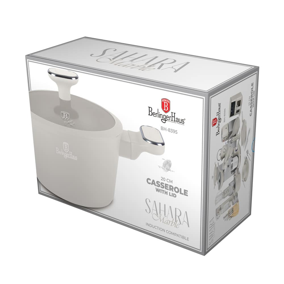 Berlinger Haus BH8395 – Casserole with Lid 20 cm | Sahara Marble Collection