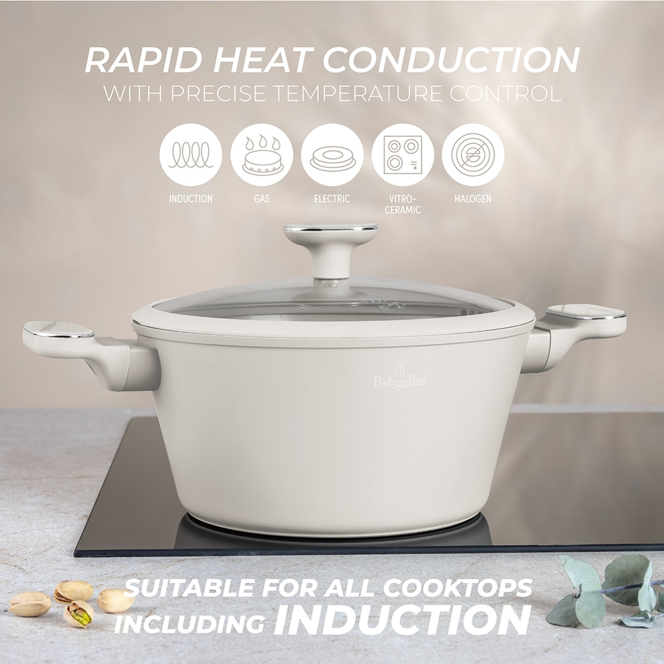 Berlinger Haus BH8396 – Casserole with Lid 24 cm | Sahara Marble Collection