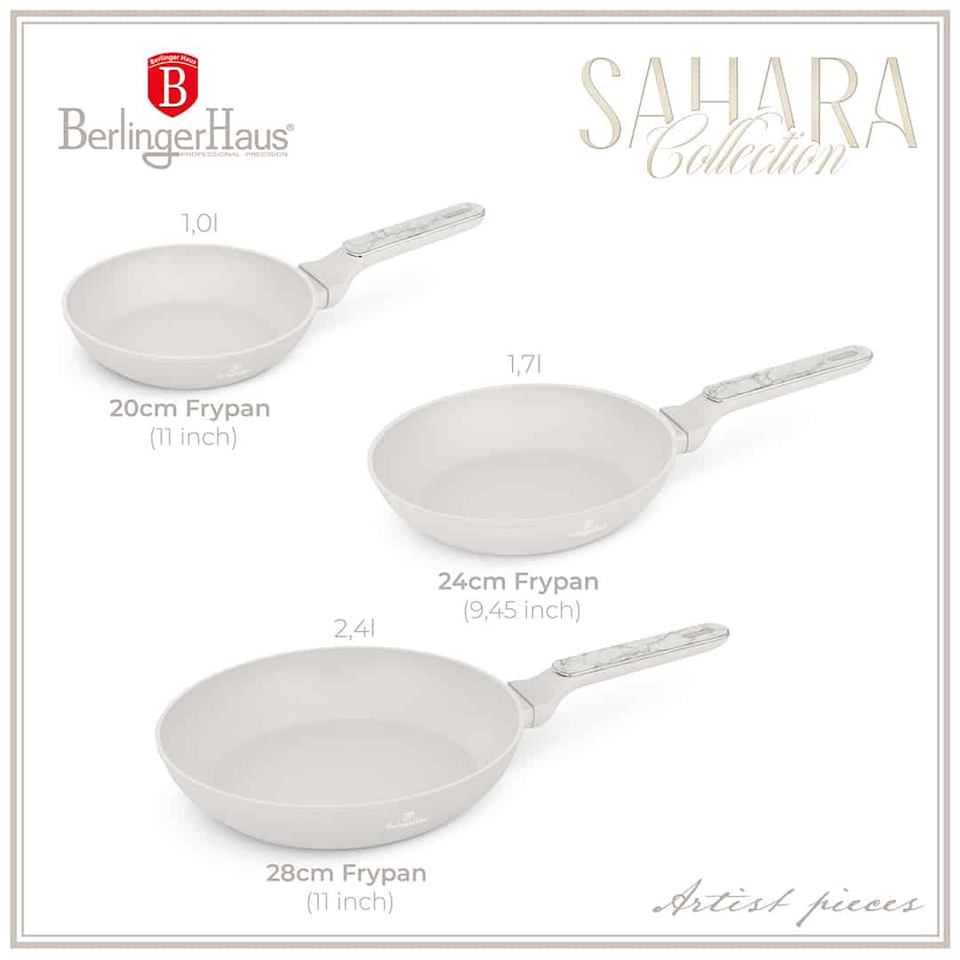 Berlinger Haus BH8398 – 3 Piece Frypan Set | Sahara Marble Collection