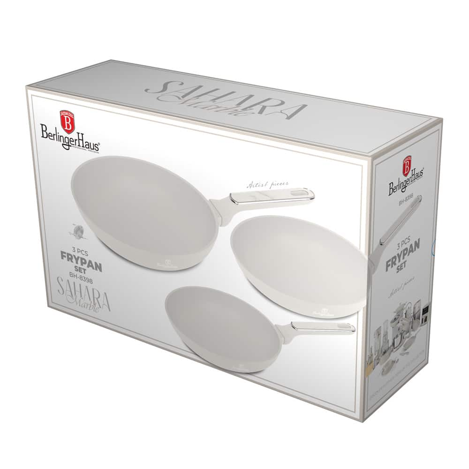 Berlinger Haus BH8398 – 3 Piece Frypan Set | Sahara Marble Collection