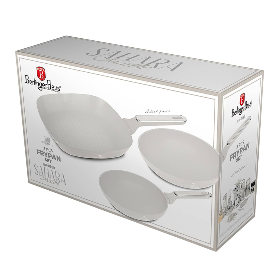Berlinger Haus BH8399 – 3 Piece Frypan Set | Sahara Marble Collection