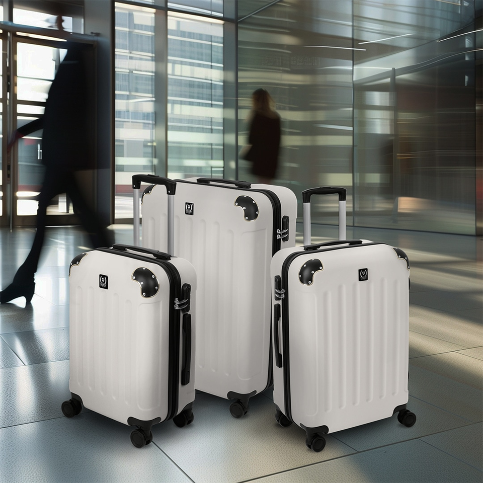 3 Piece Suitcase Set Swiss Hufeisen SF5003 | Cream & Gold