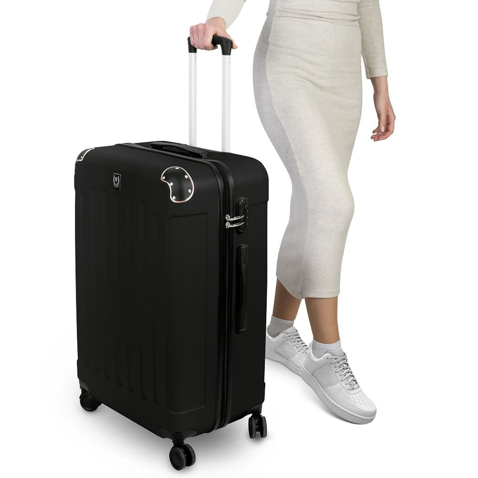 Swiss Hufeisen SF5001 – 3 Piece Suitcase Set | Black & Rose Gold
