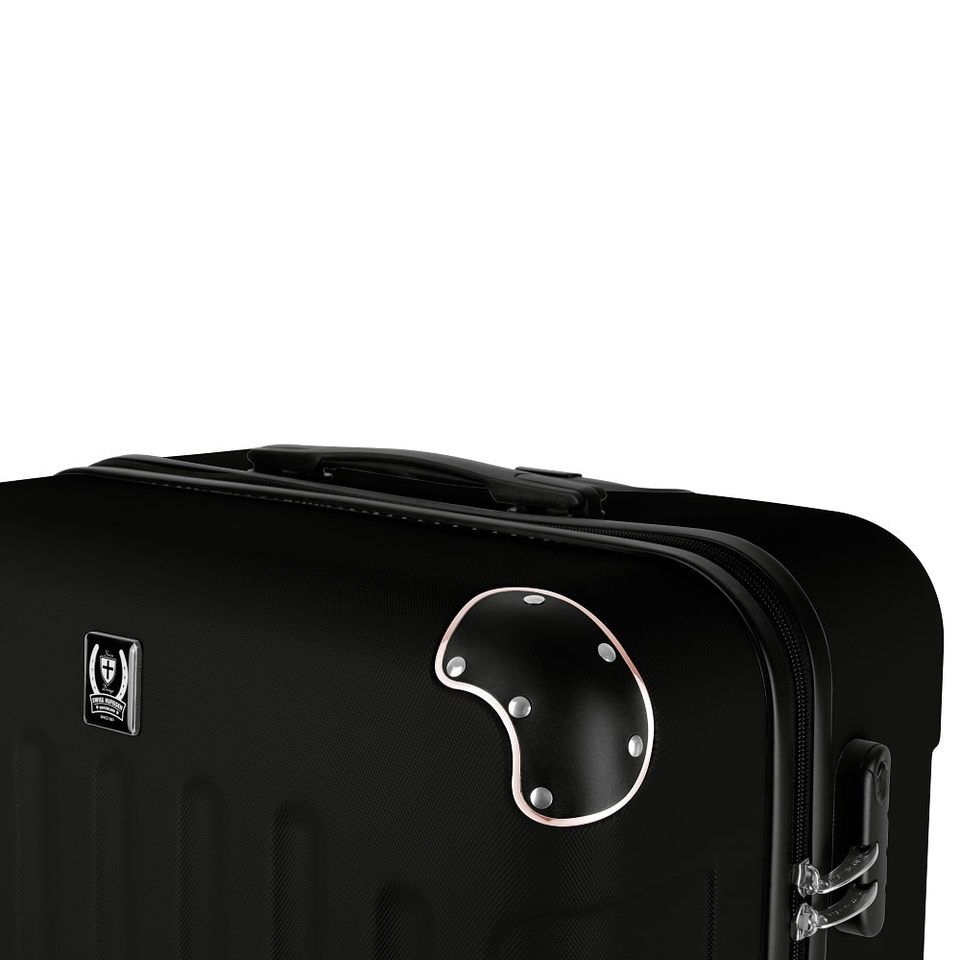 Swiss Hufeisen SF5001 – 3 Piece Suitcase Set | Black & Rose Gold