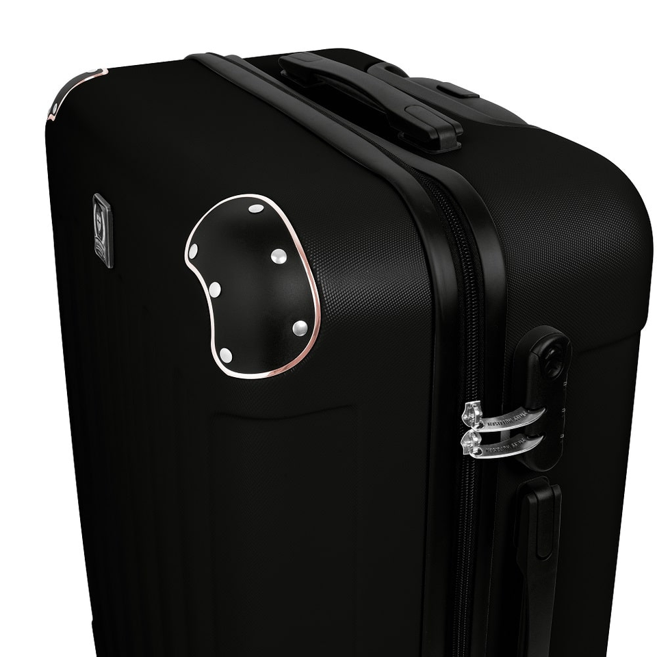 Swiss Hufeisen SF5001 – 3 Piece Suitcase Set | Black & Rose Gold
