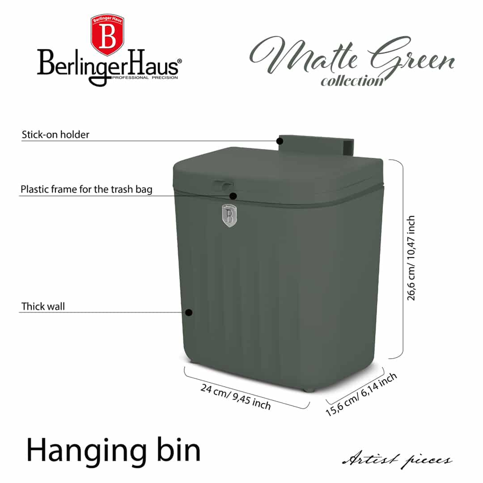 Berlinger Haus BH8889 – Hanging Bin 7L | Green