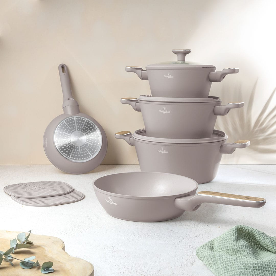 Berlinger Haus BH8343 – 10 pcs Cookware Set | Taupe Nordic Collection
