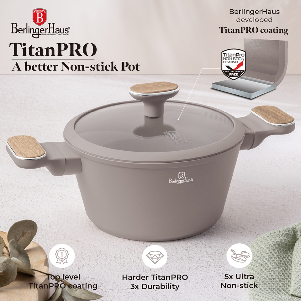 Berlinger Haus BH8343 – 10 pcs Cookware Set | Taupe Nordic Collection