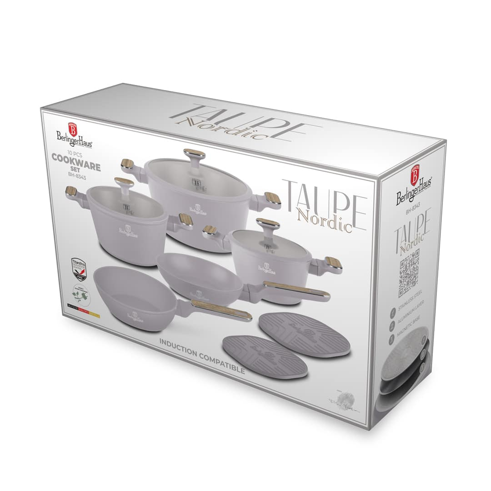Berlinger Haus BH8343 – 10 pcs Cookware Set | Taupe Nordic Collection