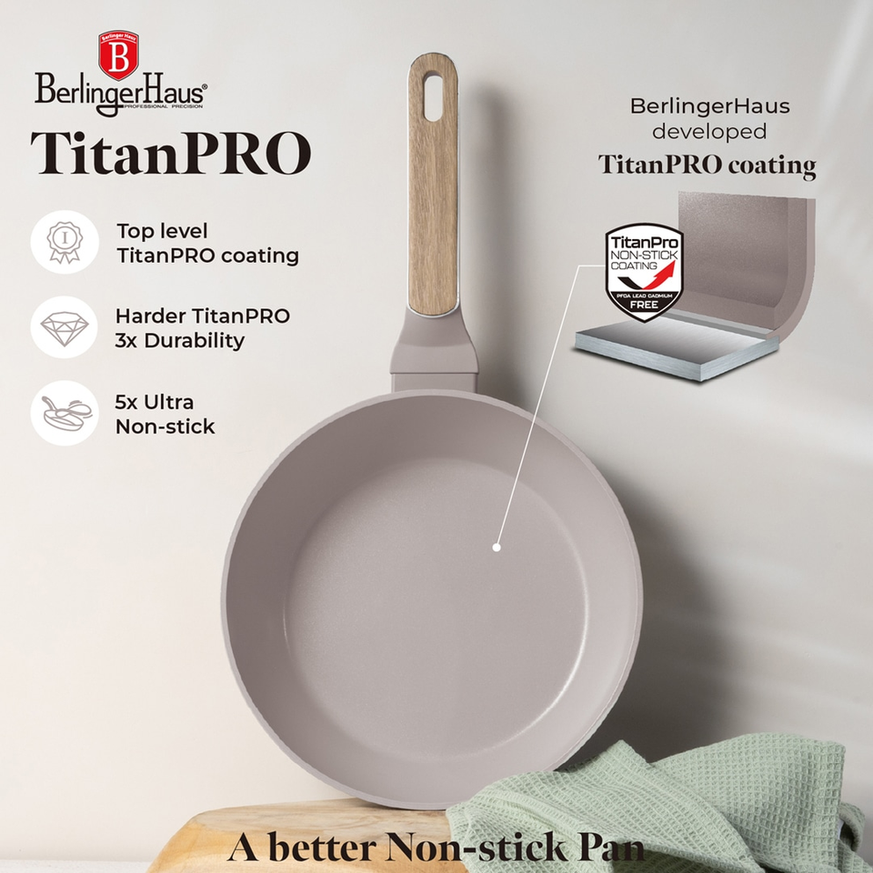 Berlinger Haus BH8333 – Deep Frypan with Lid 24 cm | Taupe Nordic