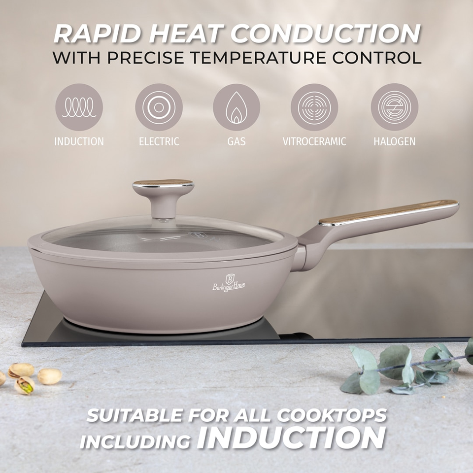Berlinger Haus BH8333 – Deep Frypan with Lid 24 cm | Taupe Nordic