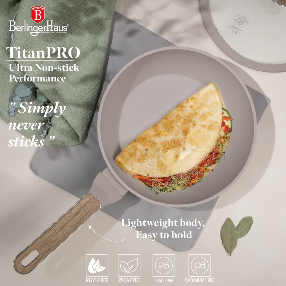 Berlinger Haus BH8333 – Deep Frypan with Lid 24 cm | Taupe Nordic