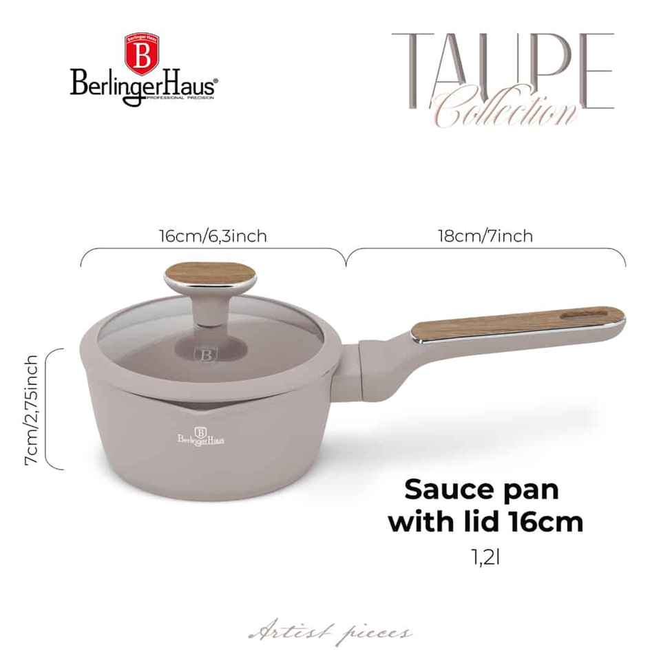 Berlinger Haus BH8331 Sauce Pan with Lid 16 cm |Taupe Nordic