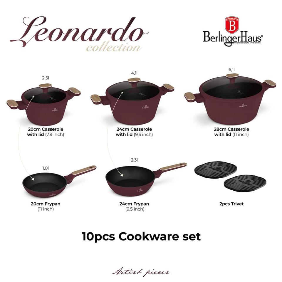 10 pcs Cookware Set Berlinger Haus BH8305 – Leonardo Nordic