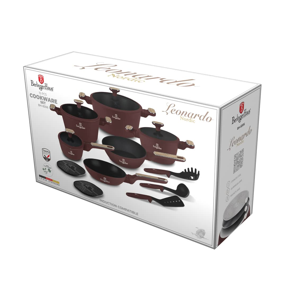 15 pcs Cookware Set Berlinger Haus BH8306 – Leonardo Nordic Collection