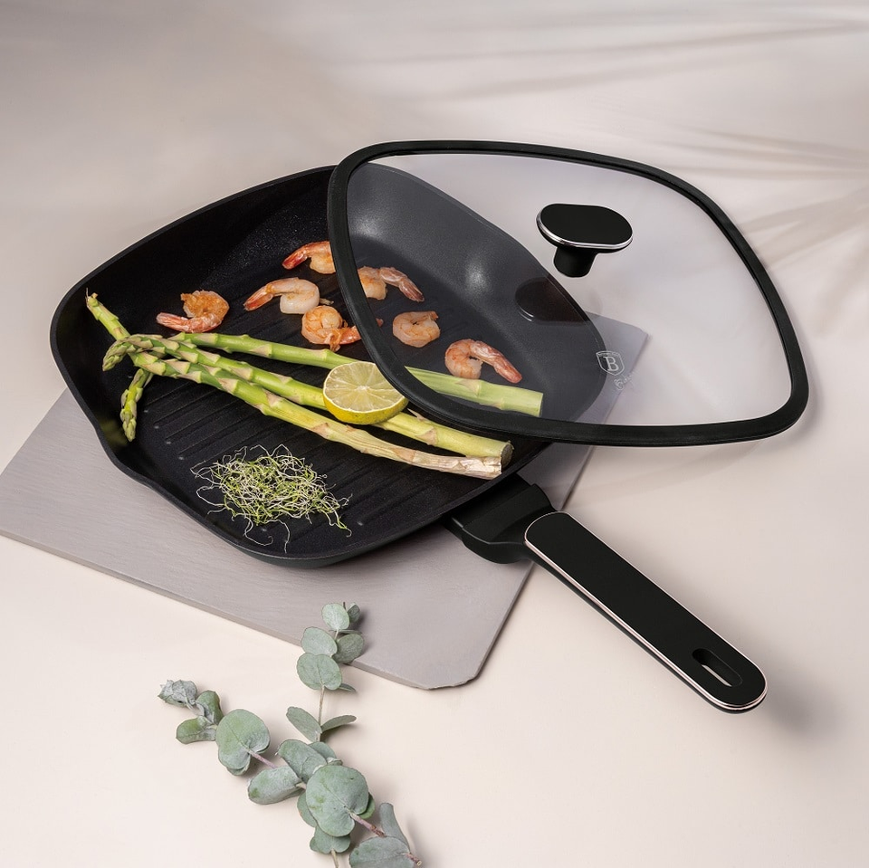 Grill Pan with Lid Berlinger Haus BH8355 Black Rose