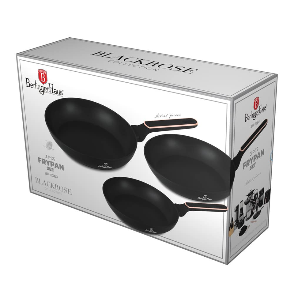 3 pcs Frypan Set Berlinger Haus BH8360 – Black Rose