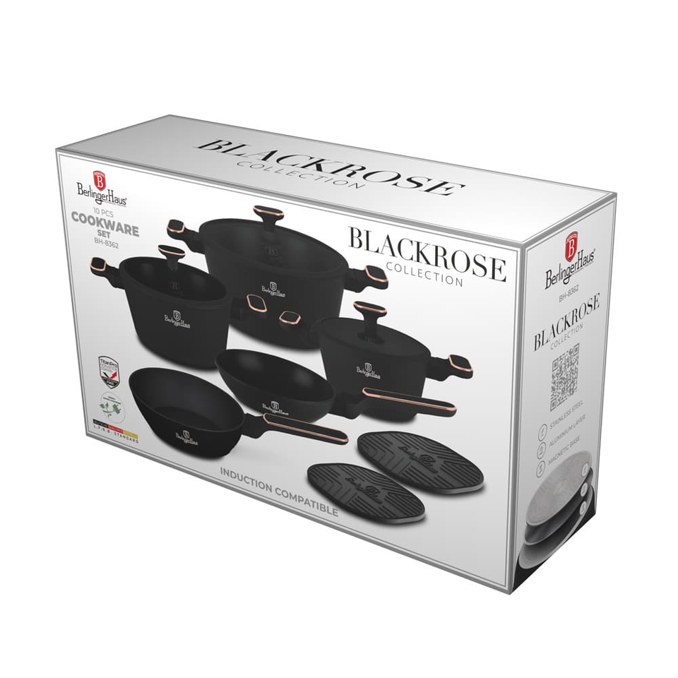 10 pcs Cookware Set Berlinger Haus BH8362 – Black Rose