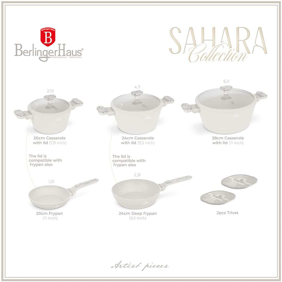 Sahara Marble 10 pcs Cookware Set Berlinger Haus BH8400