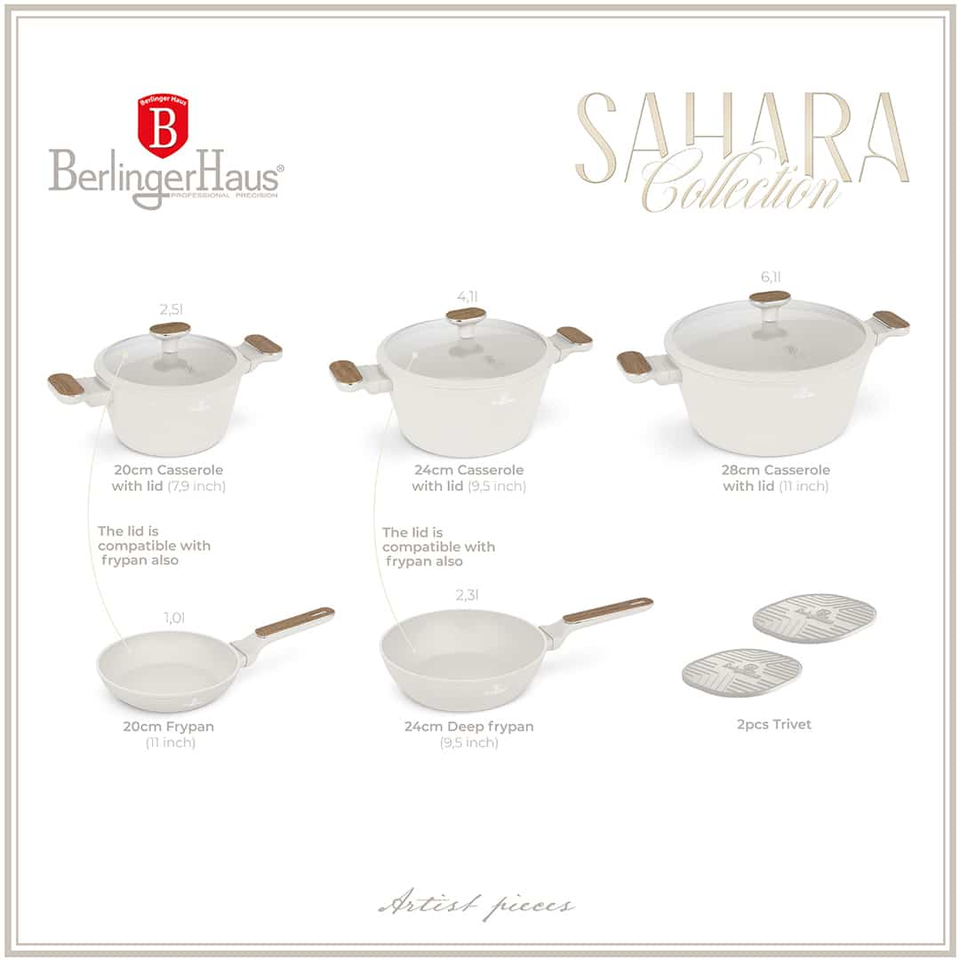 10 pcs Cookware Set Berlinger Haus BH8324 Sahara Nordic
