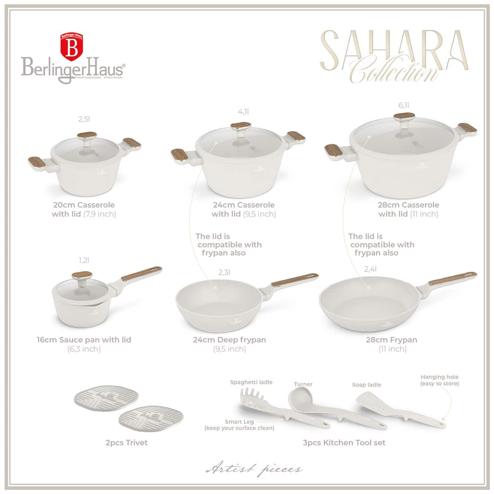 Berlinger Haus BH8325 Sahara Nordic 15 pcs Cookware Set