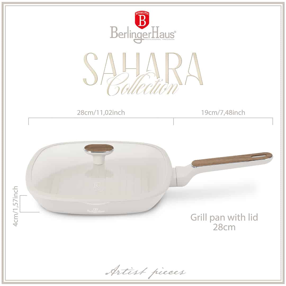 Berlinger Haus BH8317 Sahara Nordic Grill Pan with Lid 28 cm