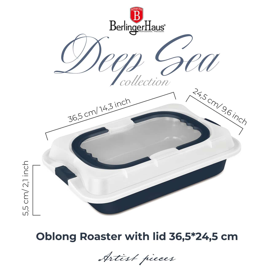 Berlinger Haus BH8707 – Oblong Roaster with Lid Matt Blue