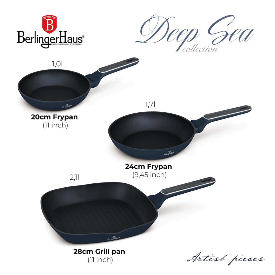 Berlinger Haus BH8380 – 3-Piece Frypan & Grill Pan Set