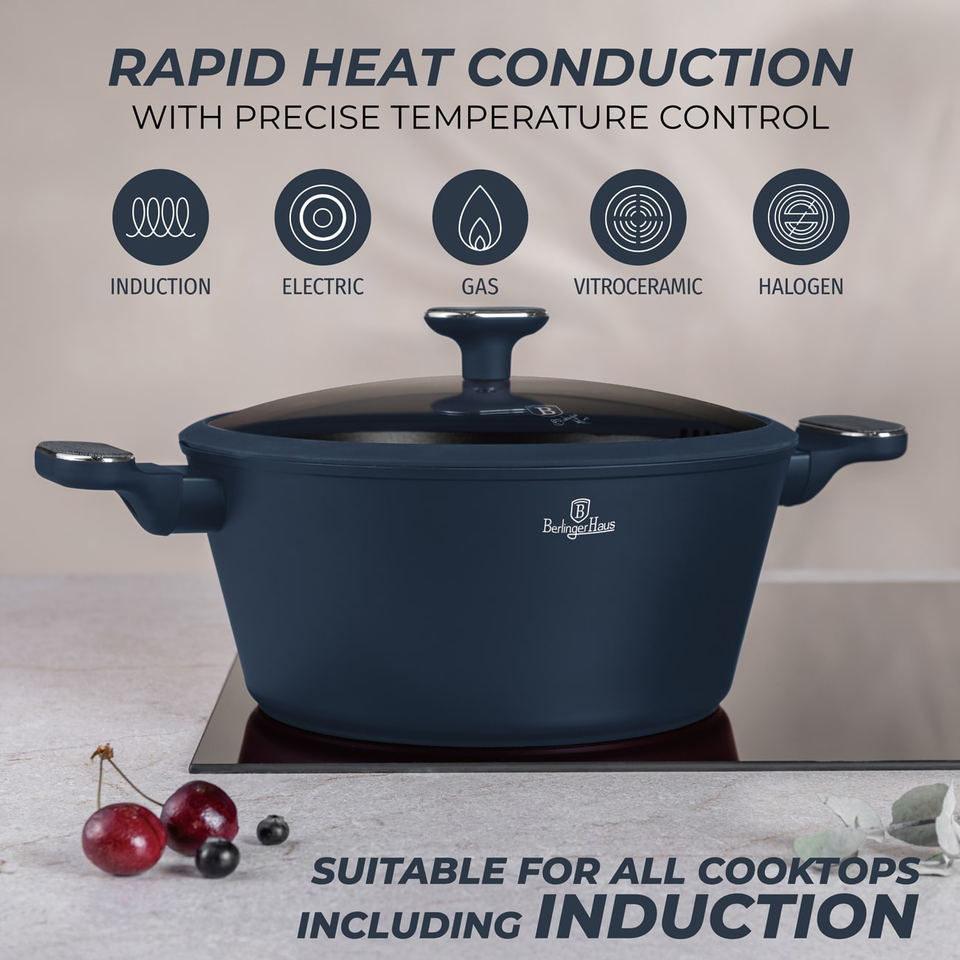 Berlinger Haus BH8378 Casserole with Lid 28 cm | Deep Sea