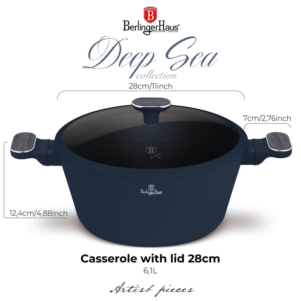 Berlinger Haus BH8378 Casserole with Lid 28 cm | Deep Sea