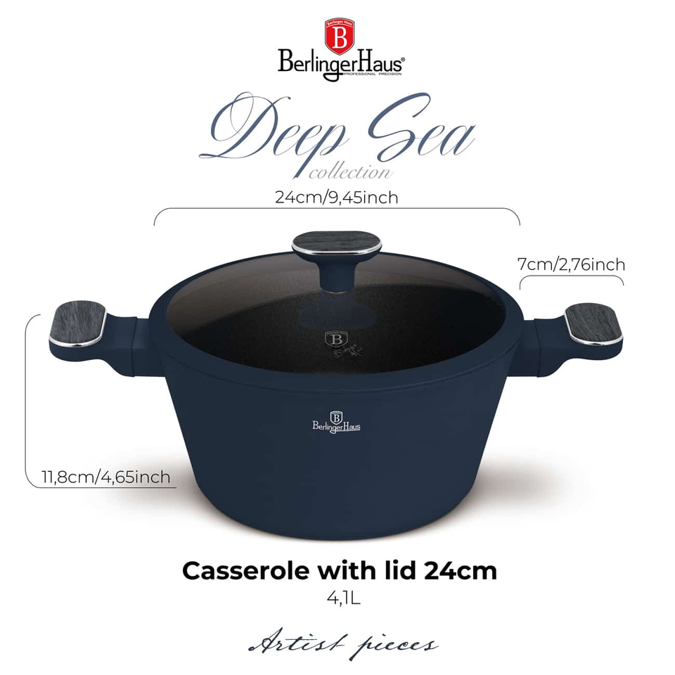 Berlinger Haus BH8377 – Casserole with Lid 24 cm | Deep Sea