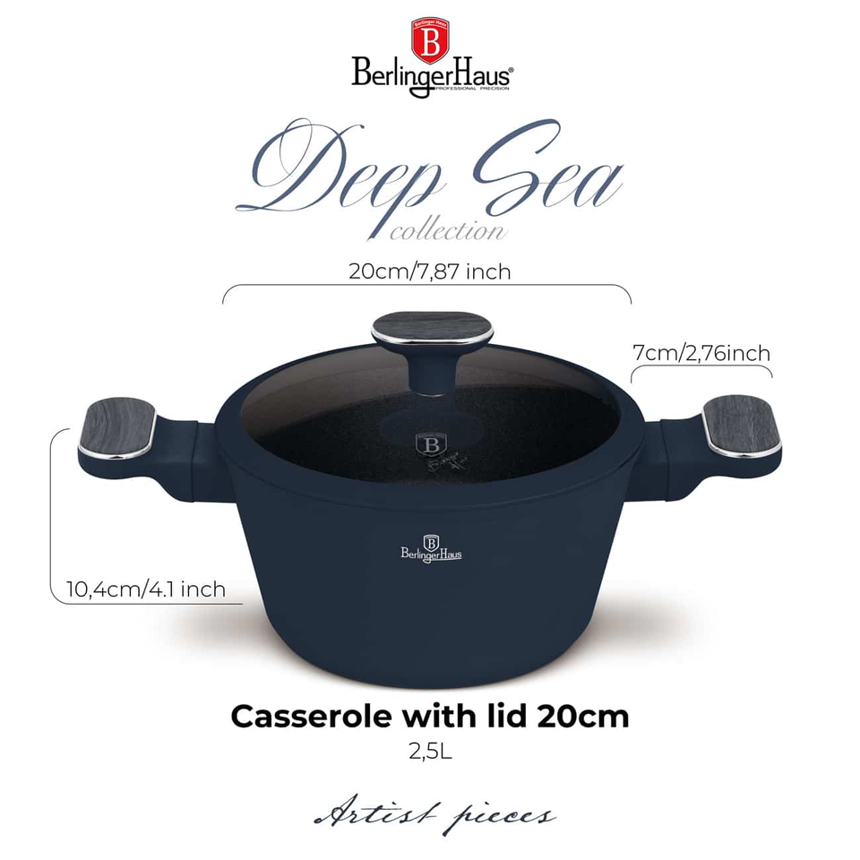 Casserole with Lid 20 cm Berlinger Haus BH8376 | Deep Sea