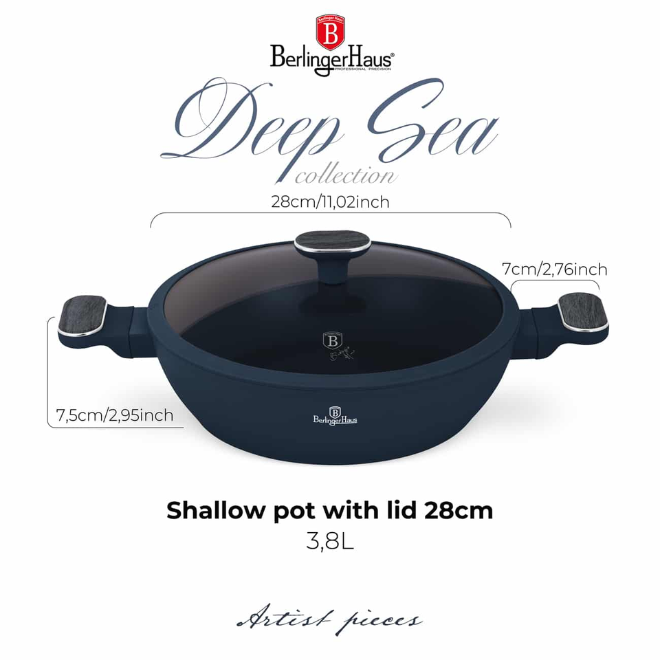 Shallow Pot with Lid 28 cm Berlinger Haus BH8375 Deep Sea