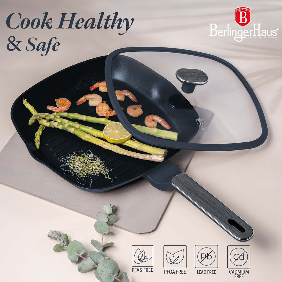 Berlinger Haus BH8374 28 cm Grill Pan with Lid Deep Sea