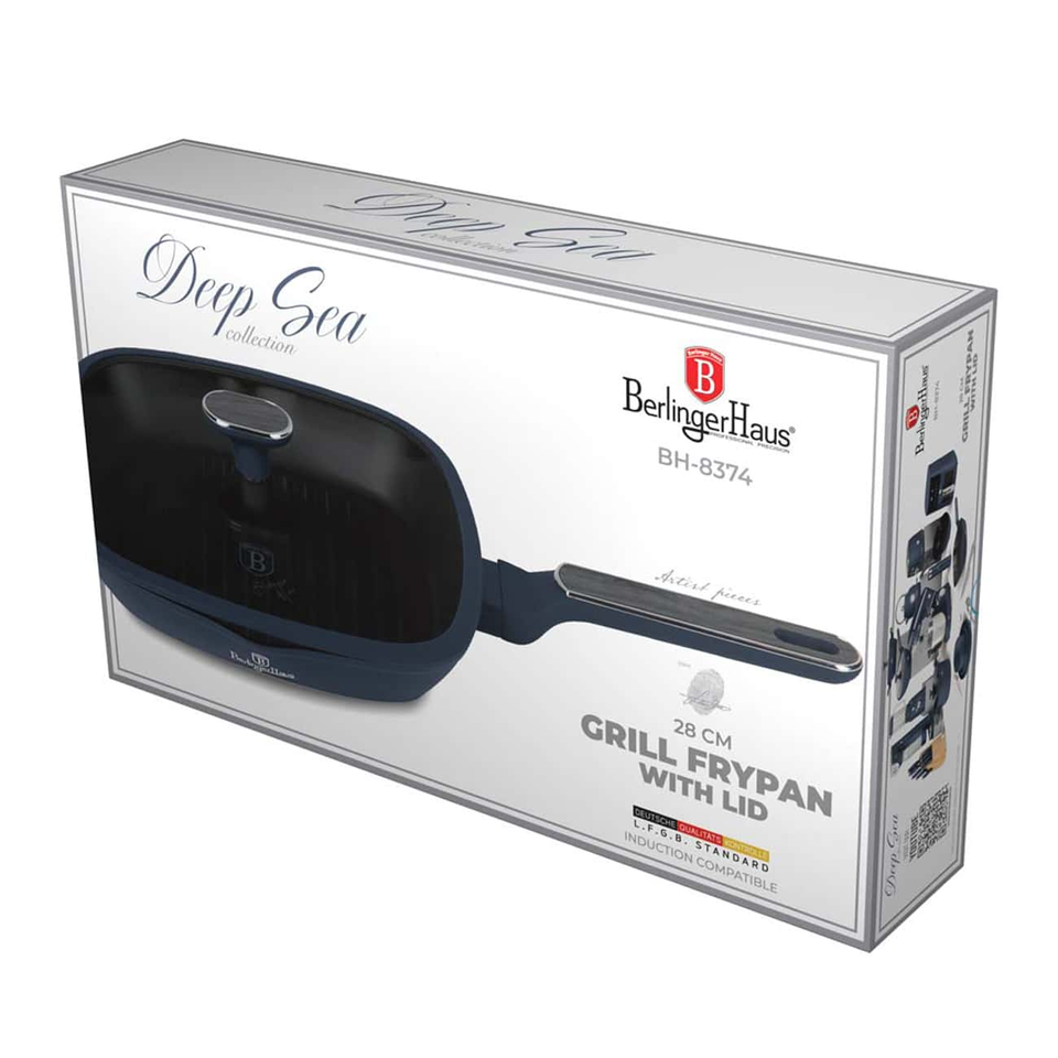 Berlinger Haus BH8374 28 cm Grill Pan with Lid Deep Sea