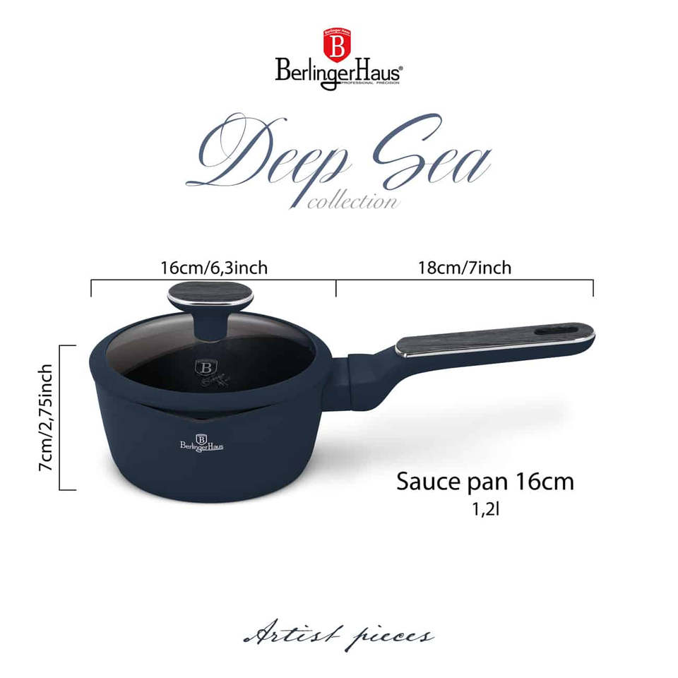 Berlinger Haus Sauce Pan with Lid – Deep Sea Ø16 cm