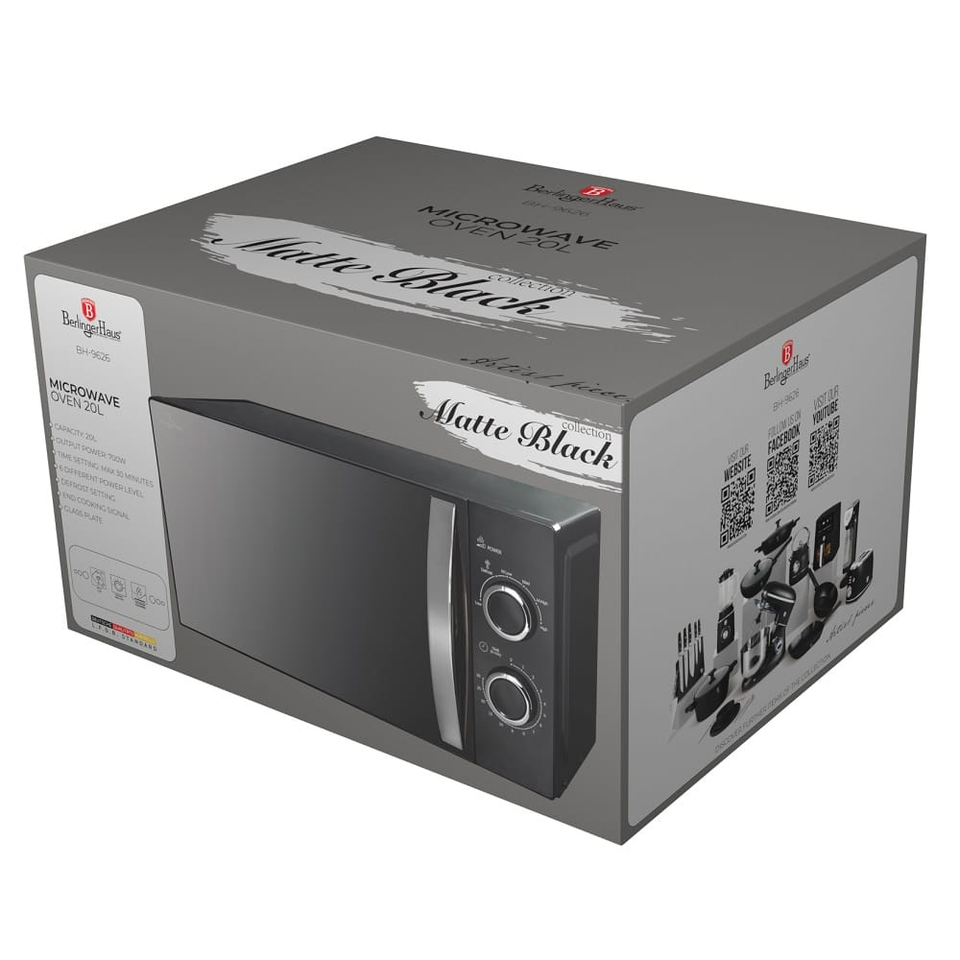 Berlinger Haus BH9626 Microwave Oven 20L – Black & Silver