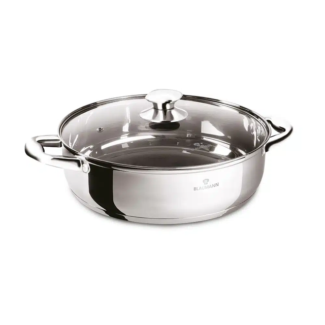 24cm Stainless Steel Shallow Pot with Lid – Blaumann BL3866