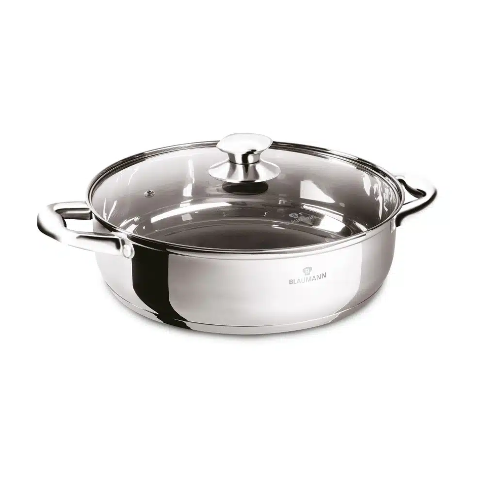 24cm Stainless Steel Shallow Pot with Lid – Blaumann BL3866