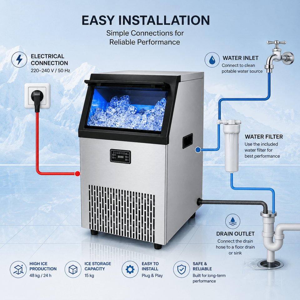 Professional Cube Ice Maker Palladium Line GK48B