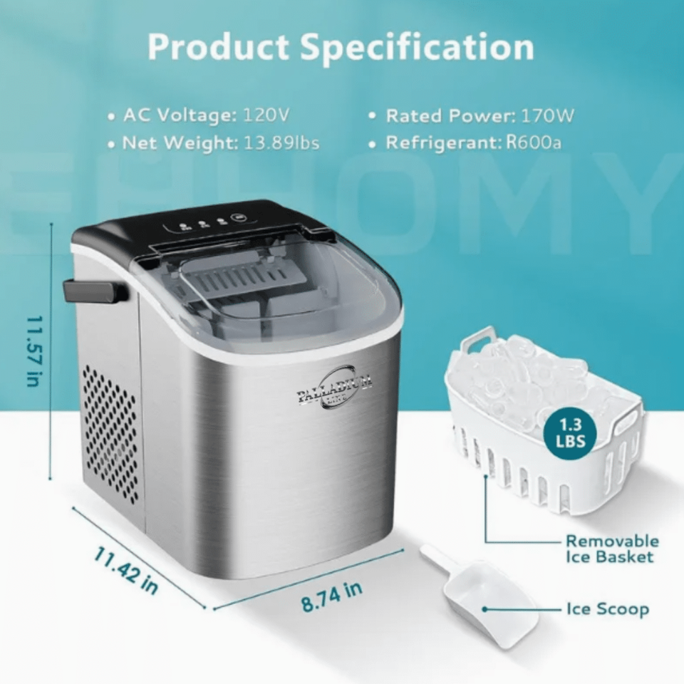 Compact Bullet Ice Maker Palladium Line KIM12 Inox
