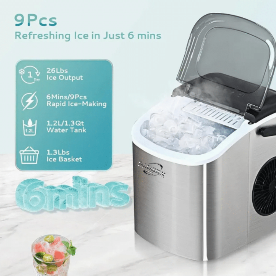 Compact Bullet Ice Maker Palladium Line KIM12 Inox