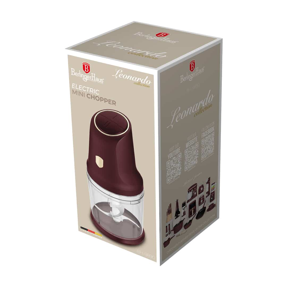 2-in-1 Food Chopper 300W 1L Bordeaux – Berlinger Haus BH9890