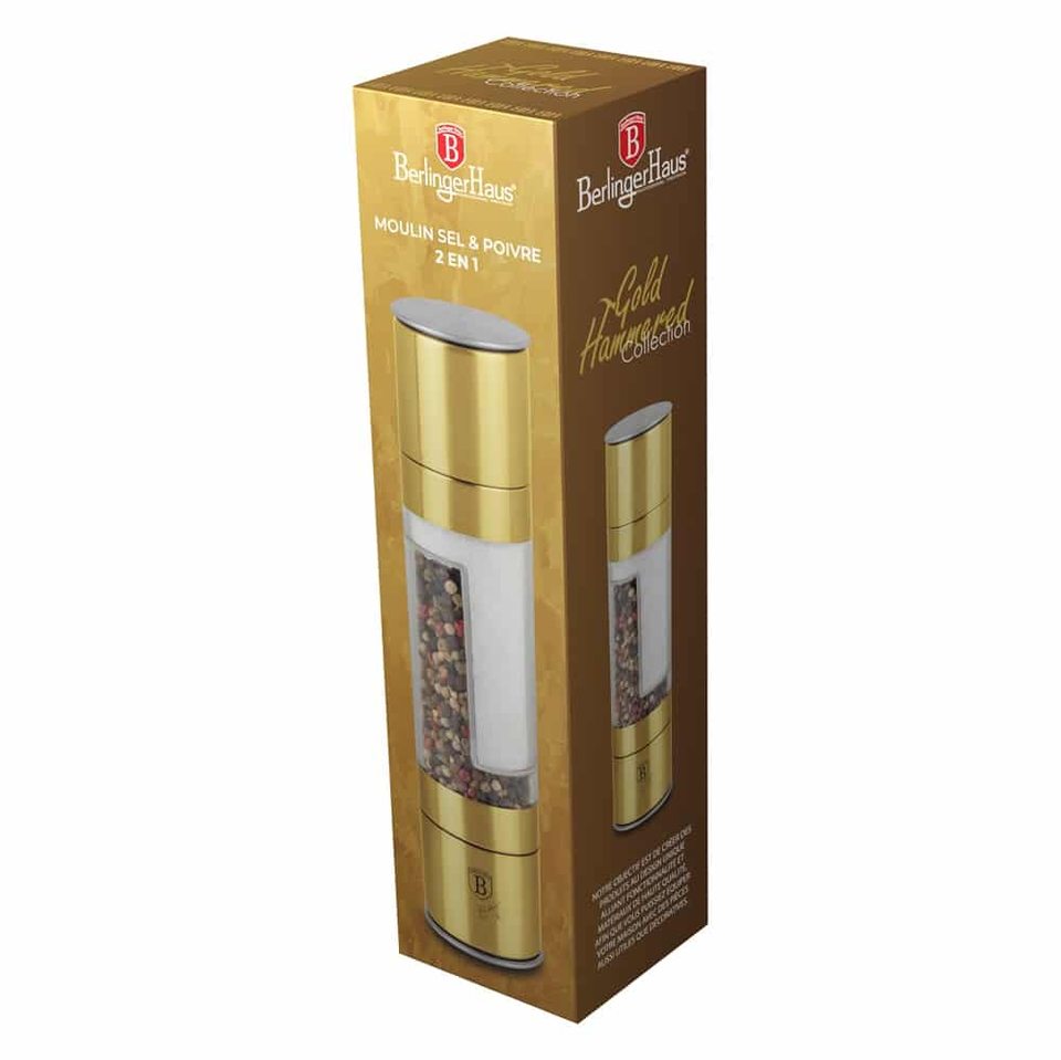 2in1 Salt & Pepper Mill Berlinger Haus 8723 Hammered Gold