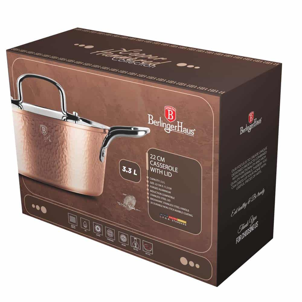 Casserole 22 cm Berlinger Haus BH8018 Hammered Copper
