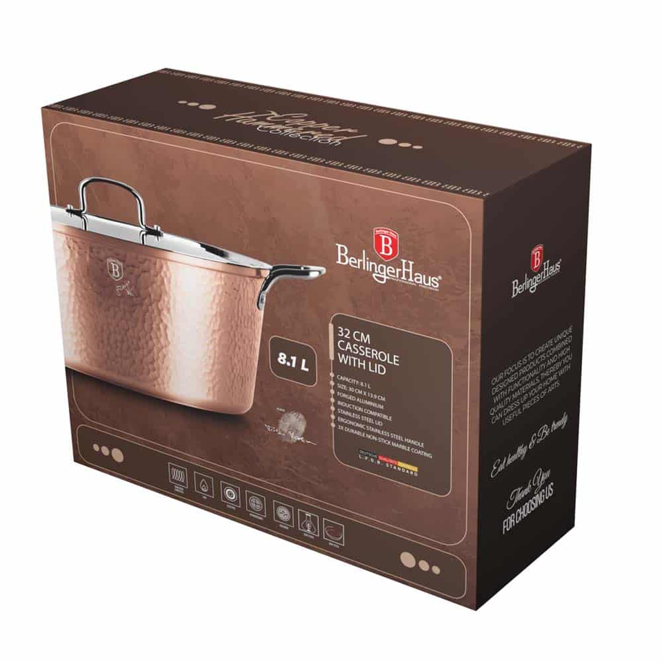 Casserole 32 cm Berlinger Haus BH8021 Hammered Copper