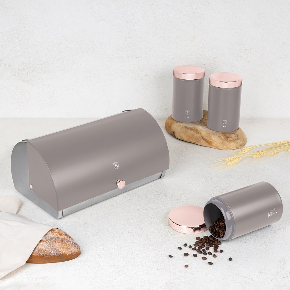 Bread box with 3pcs canister set Berlinger Haus BH6834 Taupe